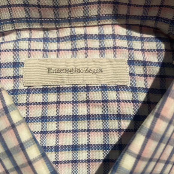 Ermenegildo Zegna Mens Long Sleeve Button Down Shirt Small S Multicolor Checks - Picture 3 of 5